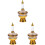 3 sets waterbeker, druppelfles, koperen kom en plastic 4