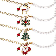 4-teiliges Armbandset mit Weihnachtsanhänger, Legierung und Perlen