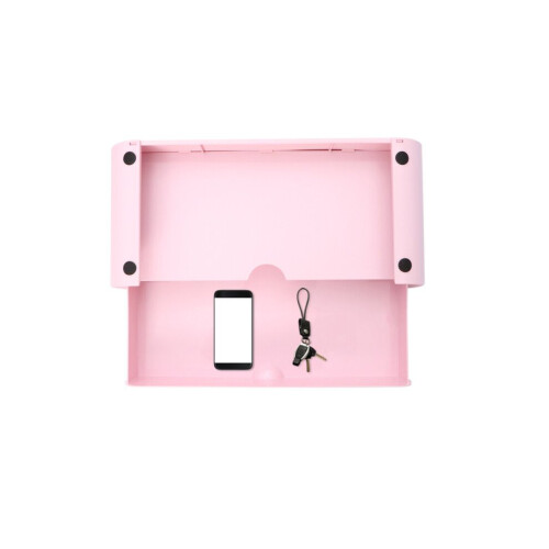Support d'ordinateur avec compartiment de rangement pour écran, étagère de bureau rose 2
