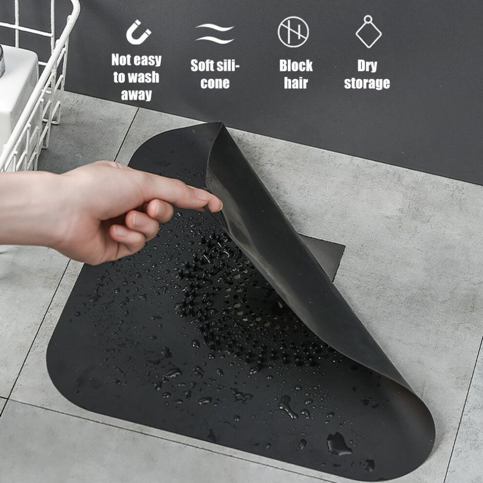 Blue Silicone Shower Drain Cover Hair Catcher Strainer Trap 28X28cm