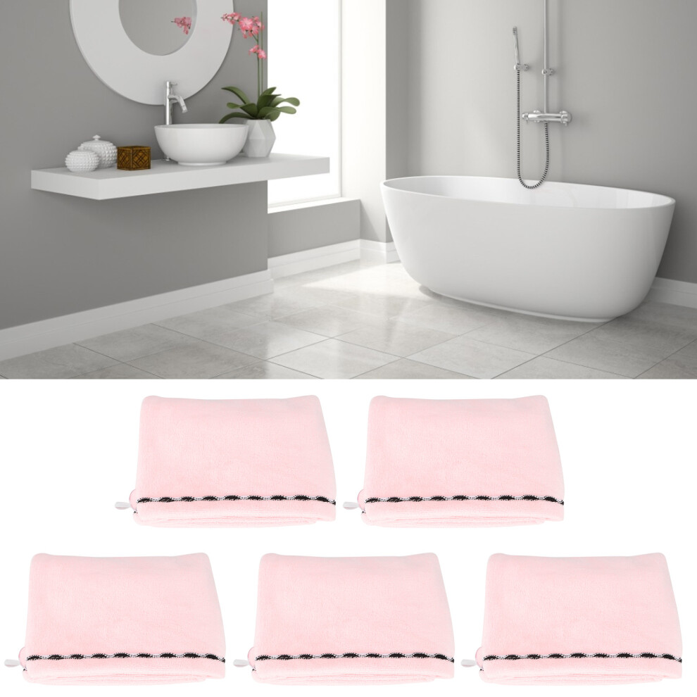 Pink 5Pcs Bamboo Fiber Hair Drying Hat Cap Turban Wrap Absorbent Towel-image-OPC-PMY22BJ-NEW