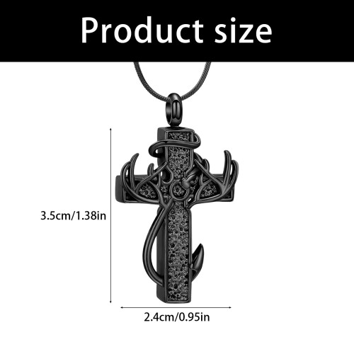 Cremation Reminder Cut Brooch Rustproof Steel Pet Ashes-Black 2