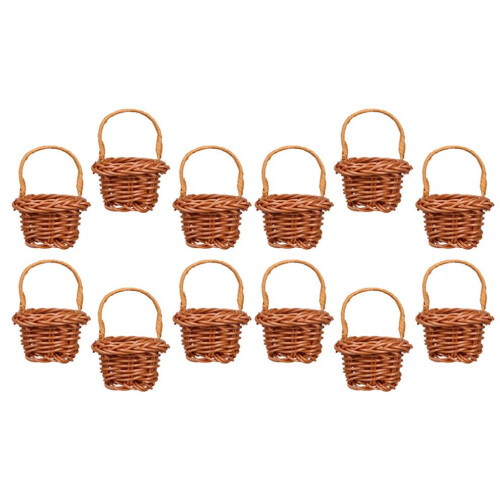 12 mini blomkorgar, flätade dekorativa korgar