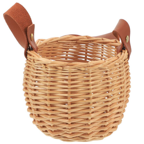 Minikorg i rotting, flätad blomkorg, bärbar picknickkorg