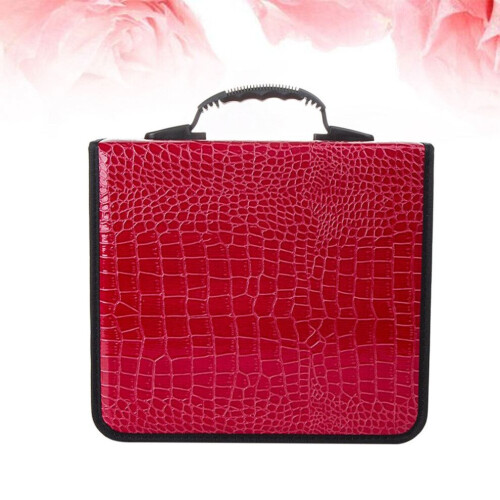 2 CD Storage Case PU for 400 CDs with Handle Red 1