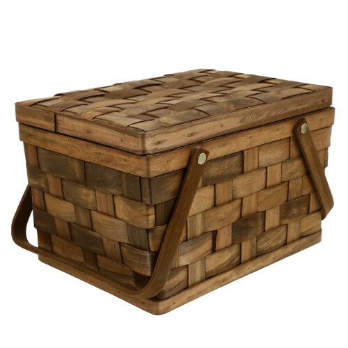 draagbare geweven picknickmand met , 1