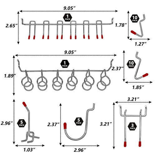 114Pcs Metal Pegboard Hooks Organizer Kit with Peg Locks for Garage & Workshop 1