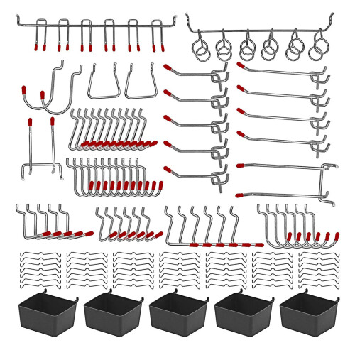 114Pcs Metal Pegboard Hooks Organizer Kit with Peg Locks for Garage & Workshop 2