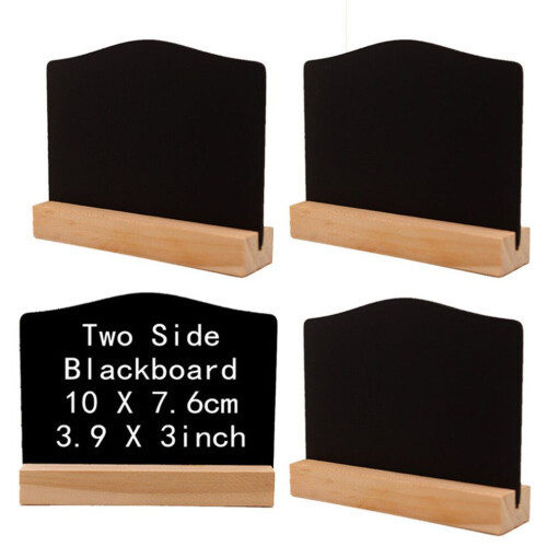 6er-Pack Mini-Holztafeln, doppelseitig, mit Ständer 2
