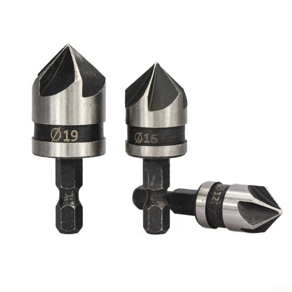 Countersink Drill Bit With Quick Change Hex Shank, 12Mm 16Mm 19Mm, Heat Treated Carbon Steel (16Mm) 9067246683245