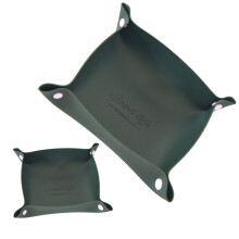 PU Leather Storage Basket Office Desk Tray For Pens-Ink green