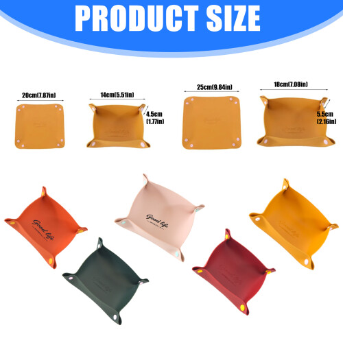 PU Leather Desktop Storage Tray With Double Compartments-Orange 1