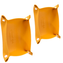 PU Leather Tray for Stationery Office Supplies Cosmetics-Yellow