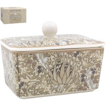 Artichoke Butter Dish - Hand-Painted Cream Butter Dish with Lid, Dishwasher Safe
