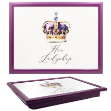 Her Ladyship Laptray - Purple and White Bean Bag Lap Tray with Festive Design for Food Serving and Breakfast