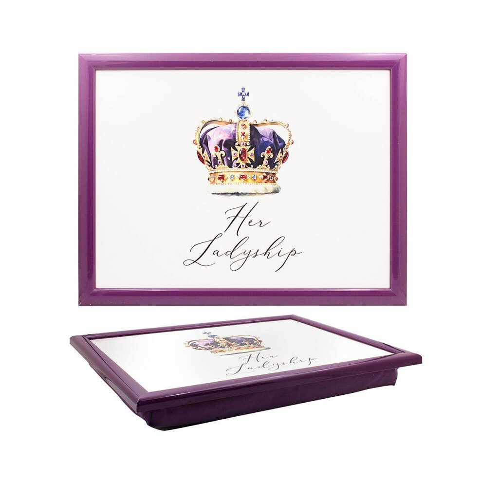 Lesser & Pavey Ltd Her Ladyship Laptray - And Bean Bag Lap Tray With Festive Design For Food Serving And Breakfast Purple/White