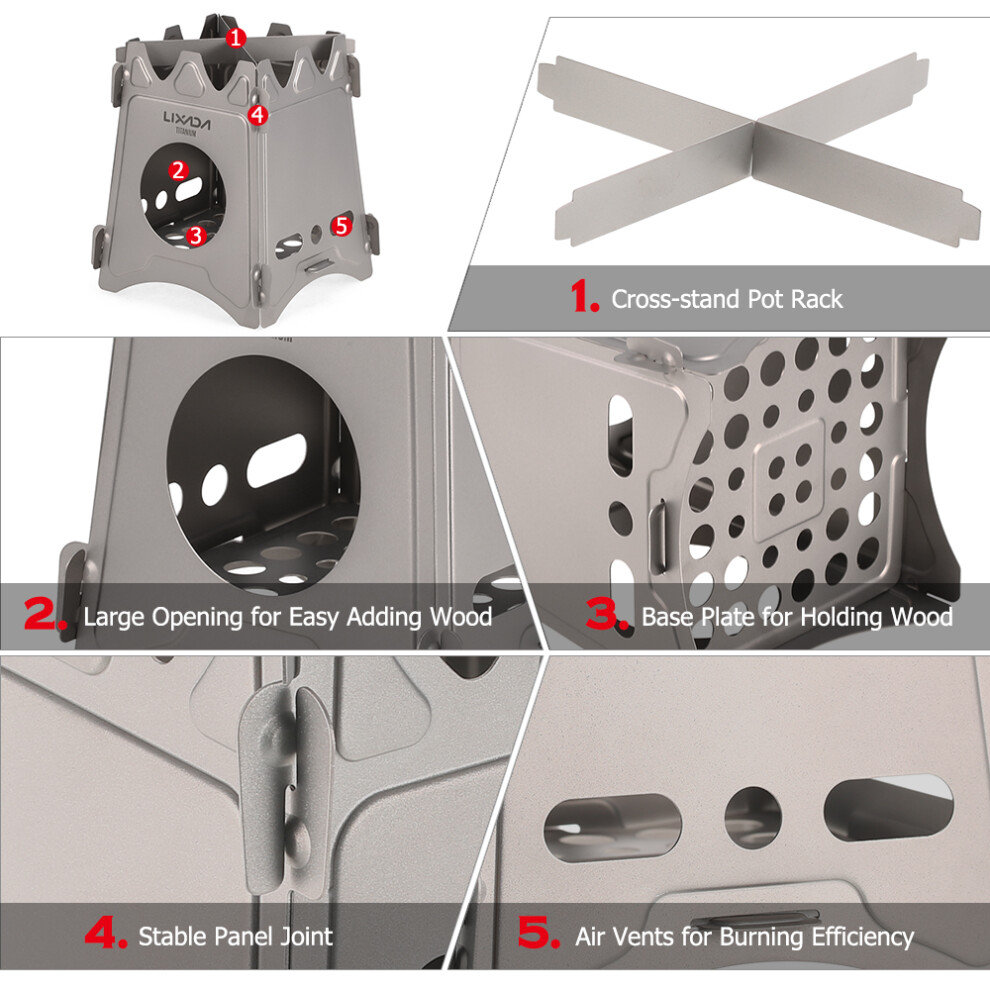 Lixada Titanium Wood Stove Portable Folding Backpacking Stove-image-OPC-PMY2D5R-NEW