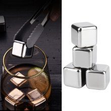 304 Stainless Steel Whiskey Ice Cubes 2.6cm Reusable 4pcs