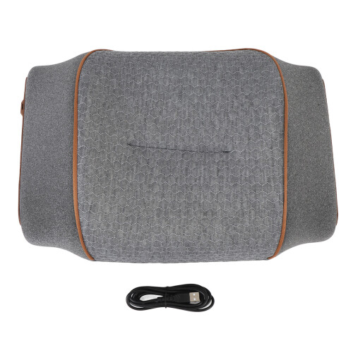 Heated Neck Pillow Gray USB Powered 3 Levels Memory Foam Support