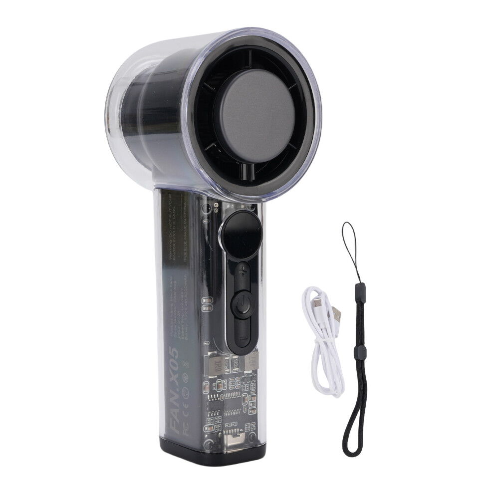 (Black) Handheld Fan Ice Cooling 100 Gears Quiet Semiconductor Mini Black 422354318813