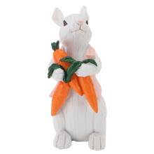 (Holding A Carrot) Cute Vintage Resin Easter Bunny Statue Home Ornament Holding Carrot