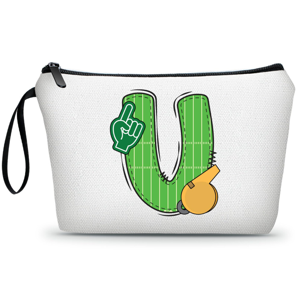 Ariosey Football Initial Birthday Graduation Gifts Cosmetic Travel Toiletry Bags Football Accessories Party Favors For Women Girls Daughter Niece Tea