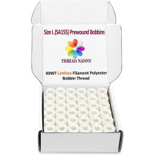 Tr?dNanny 144 stk. Hvid forviklet undertr?d Plastst?rrelse L (SA155) til Brother-broderi- og symaskine-polyestertr?d