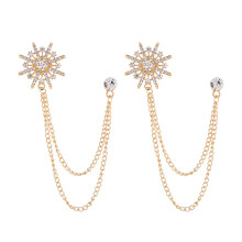 Stylish Chain Tassels Octagram Lapel Pin Sturdy Alloy-Gold