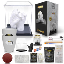 Kit de Moldagem de Mãos Crafts North para Casais | Inclui Display Acrílico, Base de Madeira e Guia Passo a Passo
