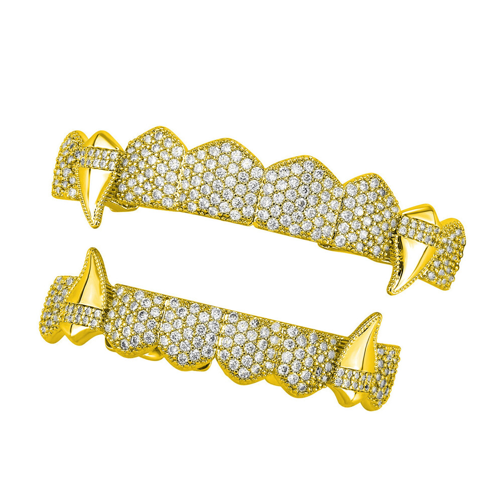 Gold Vampires Fangs Costume Teeth For Halloween Parties-Color