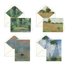 RainCaper kpzomuvszeti emlk 5x7 res levlpapr Monet dvzlolapok dekoratv bortkokkal, 16 db-os ajndkdobozos kszlet | 300 GSM krtya (Monet