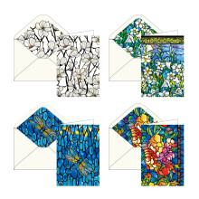 RainCaper Fine Art Keepsake 5x7 blanco briefpapier Tiffany wenskaarten met decoratieve enveloppen Gift Boxed Set van 16 | 300 GSM-karton (Tiffany geb
