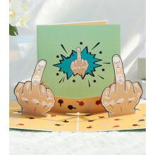Sharonlily Biglietto pop-up divertente con dito medio 3D, biglietto d'auguri scherzoso, regalo scherzo, bavaglio, umorismo offensivo per il compl