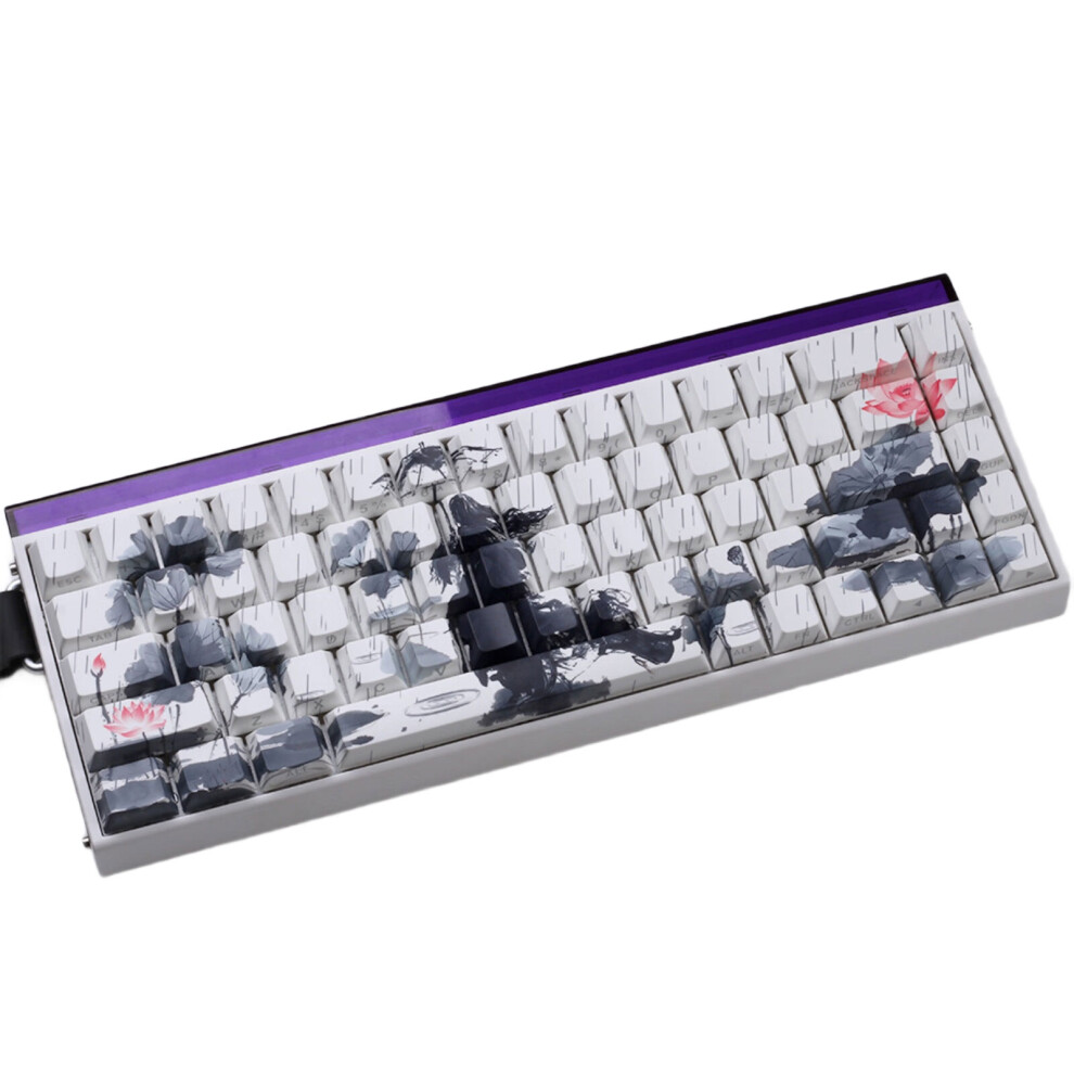Pbt Keycap Set With Rain Flower Side Print Keycaps-68 Keycaps 7754000337095