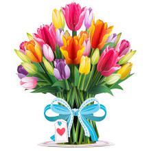 Paper Love HugePop Tulipaner Blomsterbuket 3D Pop Up-kort med aftagelig papirbuketgave til f?dselsdagsbryllup Tak til alle lejligheder - Jumbo 10