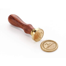 VOOSEYHOME Lettera iniziale scritta a mano Alfabeto V Timbro sigillo di cera con manico in palissandro Decorazione su confezione regalo Busta per