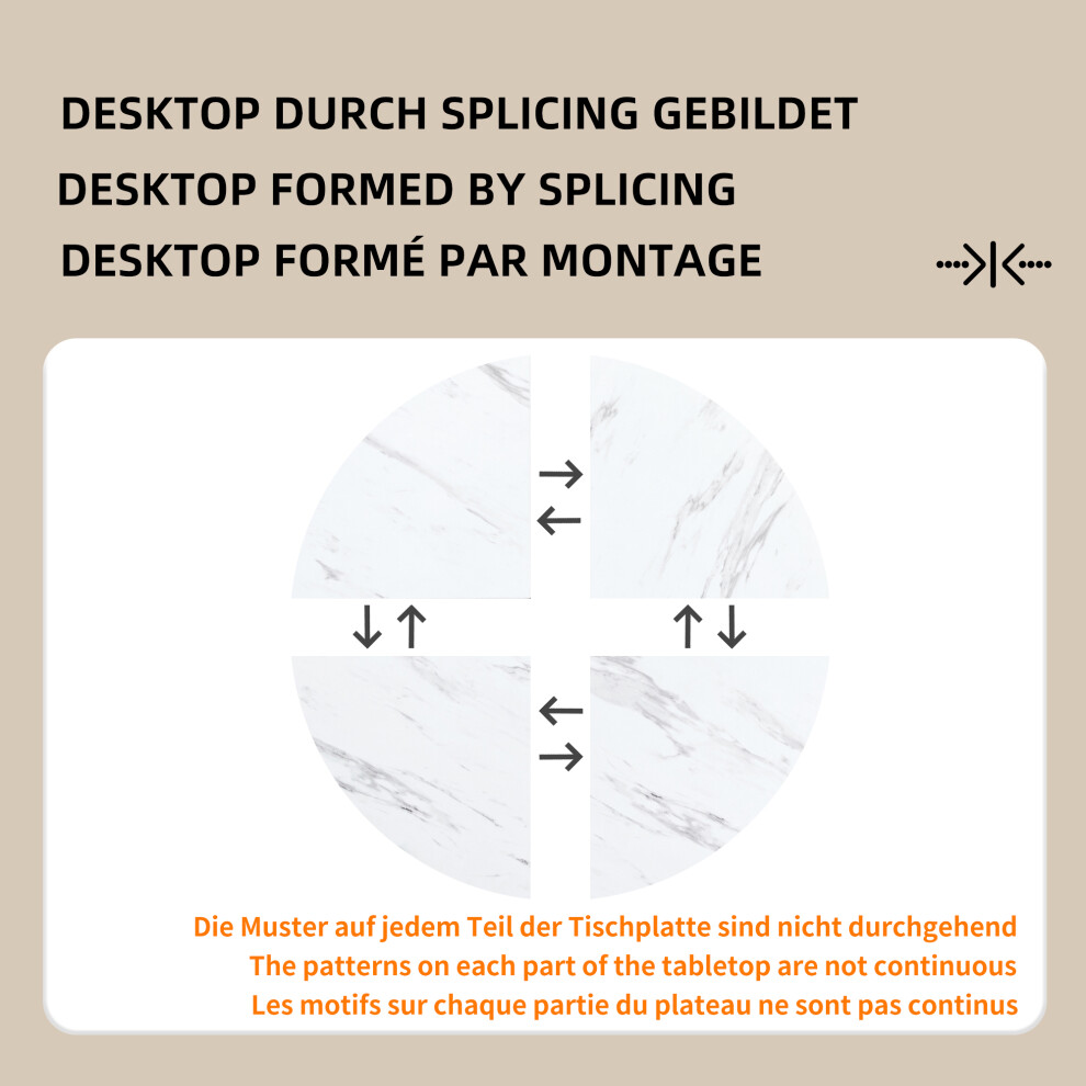 Round Dining Table Set 5-Piece 100cm Diameter White MDF Top Gold Metal Frame & 4 Black Velvet Chairs for Kitchen-image-OPC-PMY5CRD-NEW