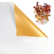 CCINEE - 20 hojas de papel dorado de doble cara para envolver flores, impermeable, para ramos de floristerνa, manualidades, regalos, blanco y dor