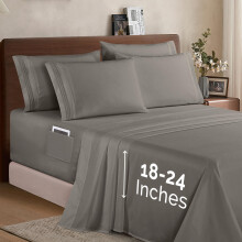 Elegant Comfort 1500 Premium Quality 6-Piece Bed Sheet Set - 18-24 Inch Extra Deep Pocket Smart Storage Pockets Wrinkle Free Ultra Soft 6PC Extra D
