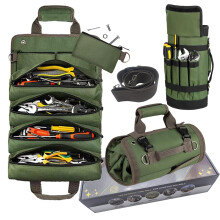 23 Pocket Tool Bag Roll Up Tool Organizer for Men gift Portable Tool Storage with Zipper Pouch Compact Small Toolbag for Handyman RV Owners Birth