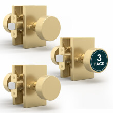 Mega Handles Laura Gold Lot de 3 boutons de porte d'intimit rversibles dors pour porte de lit et de salle de bain avec verrou d'intimit, s'ad