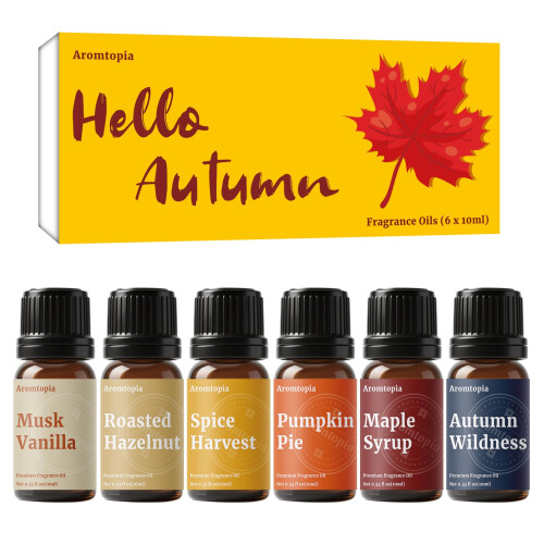 Diffuser Duftöle, Aromtopia Herbst ätherische Öle für Diffusoren, 6x10ml Herbstset