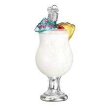 Old World Christmas Pia Colada Glass Blown Ornament for Christmas Tree Handcrafted Holiday Decoration Adult Beverages Collection
