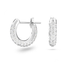 Swarovski Dextera Mini Hoop Women's Earrings Clear Swarovski Crystals on a Rhodium Finished Setting with Lever Back Closure