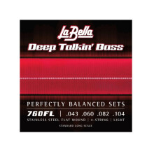 La Bella 760FL Deep Talkin' Stainless Steel Flat Wound 4-saitige leichte Bassgitarrensaite 43-104