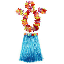 JEKANEL 1 s?t 60 cm voksen hula gr?s nederdel Hawaii festkostume Luau dansesk?rter (bl?)