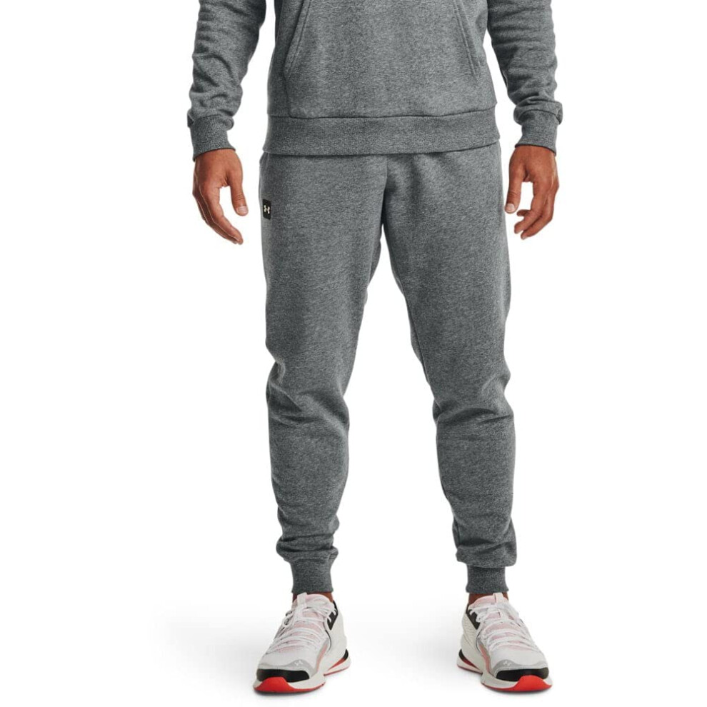 Under Armour Mens Rival Fleece Joggers Pitch Gray Light Heather (012)/Onyx White 4X-Large Tall