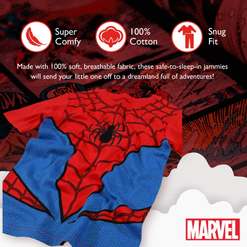 Marvel Costume da ragno in cotone aderente in 2 pezzi per bambini unisex Marvel 8 US 2