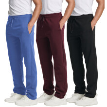 Real Essentials 3er-Pack: Herren-Jogginghose aus Tech-Fleece, athletisch, leger, offener Boden mit Taschen (erhältlich in Big und Tall) – Set 2 M