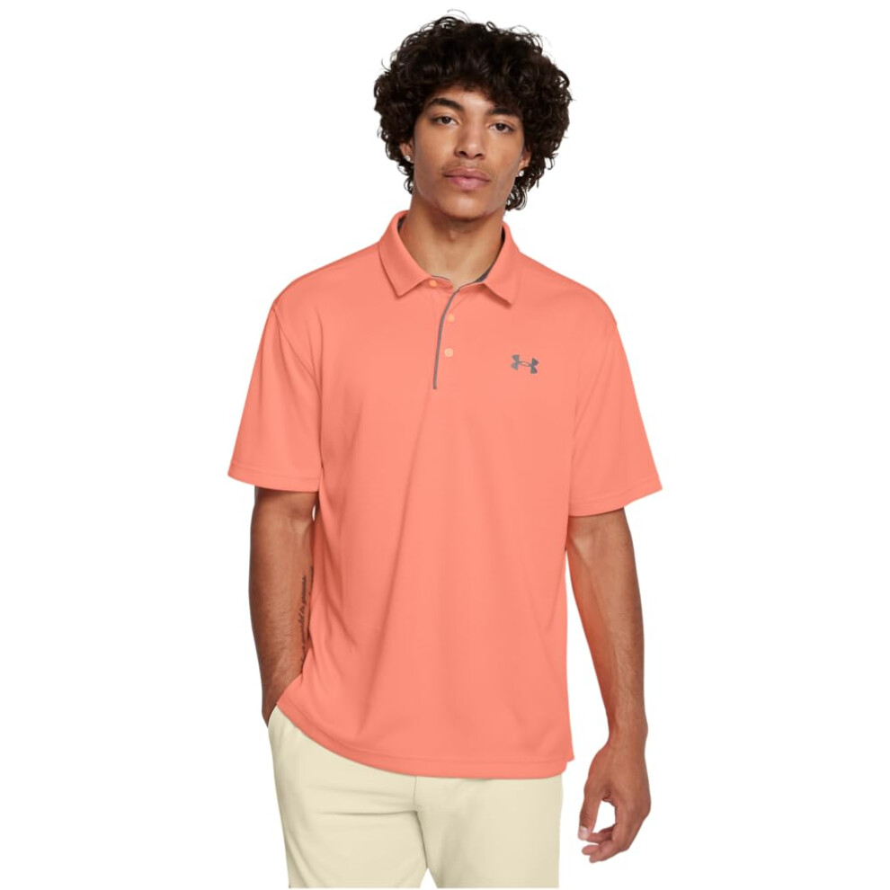 Under Armour Men's Tech Golf Polo (897) Flare Orange/Pitch Gray/Halo Gray XX-Large